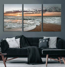 Ocean Sunset Wall Art Canvas Print – Framed Beach Waves