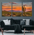 Saguaro Cactus Wall Art Canvas Print – Framed Arizona Sunset