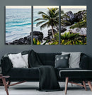 Tropical Coastline Wall Art Canvas Print – Framed Palm Tree