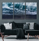 Black Beach Wall Art Canvas Print – Framed Aerial Ocean View