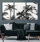 Palm Wall Art Canvas Print – Framed Monochrome Tropical