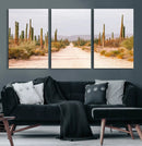 Desert Cactus Lined Road Wall Art Canvas Print – Framed by MyGreatCanvas | Canvas Wall Art Prints | Photo Prints & Wall Decor