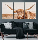 Longhorn Bull Wall Art Canvas Print – Framed Western Cow