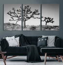Joshua Tree Wall Art Canvas Print – Framed Monochrome Desert