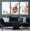 Pampas Grass Wall Art Canvas Print – Framed Neutral Tones