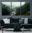 Misty Forest Wall Art Canvas Print – Framed Foggy River