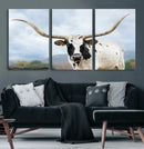 Texas Longhorn Wall Art Canvas Print – Framed Western Rustic