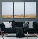 Foggy Plains Wall Art Canvas Print – Framed Horseback Riders