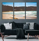 Tranquil Beach Scene Wall Art Canvas Print – Framed Blue