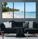 Palm Tree Coast Wall Art Canvas Print – Framed Island Getaway with Crystal Blue Water Scenic Artwork for Home, Office by MyGreatCanvas | Canvas Wall Art Prints | Photo Prints & Wall Decor