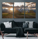 Snowy Peaks Wall Art Canvas Print – Rustic Mountain