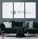 Ski Lift Wall Art Canvas Print – Snowy Alpine Landscape