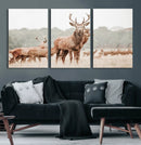 Rustic Nature Wall Art Canvas Print – Stag Woodland Framed