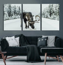 Moose Snow Wall Art Canvas Print – Framed Winter Wildlife by MyGreatCanvas | Canvas Wall Art Prints | Photo Prints & Wall Decor