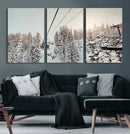 Frosty Pines Wall Art Canvas Print – Framed Cozy Cabin Ski