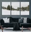 Frosty Pines Wall Art Canvas Print – Framed Silent Snowfall