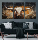 Abstract Longhorn Bull Wall Art Canvas Print – Vintage by MyGreatCanvas | Canvas Wall Art Prints | Photo Prints & Wall Decor