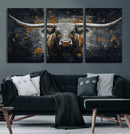 Rustic Longhorn Bull Wall Art Canvas Print – Vintage Western by MyGreatCanvas | Canvas Wall Art Prints | Photo Prints & Wall Decor