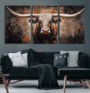 Rustic Longhorn Bull Wall Art Canvas Print – Vintage Western by MyGreatCanvas | Canvas Wall Art Prints | Photo Prints & Wall Decor