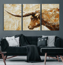 Rustic Longhorn Bull Wall Art Canvas Print – Vintage Western by MyGreatCanvas | Canvas Wall Art Prints | Photo Prints & Wall Decor