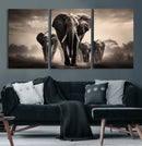 Elephant Family Wall Art Canvas Print, Framed Elephant Wall