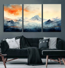 Warm Clouds Abstract Mountain Wall Art Canvas Print