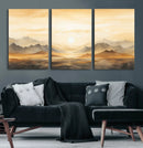 Sepia Color Abstract Mountain Wall Art Canvas Print