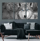 Wild Wolf Blue Eye Wall Art Canvas Print
