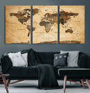 Push Pin World Map Canvas Print – Travel Tracker Wall Art