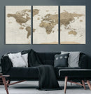 Detailed World Map Wall Art Canvas Print by MyGreatCanvas | Canvas Wall Art Prints | Photo Prints & Wall Decor