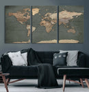 Rustic Black and Wood World Map Canvas Wall Art – Framed by MyGreatCanvas | Canvas Wall Art Prints | Photo Prints & Wall Decor