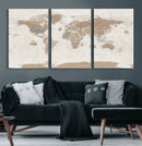 Framed Large World Map Canvas Print for Office Decor by MyGreatCanvas | Canvas Wall Art Prints | Photo Prints & Wall Decor
