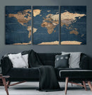 Navy Blue World Map Canvas Print – Framed Travel Map Wall by MyGreatCanvas | Canvas Wall Art Prints | Photo Prints & Wall Decor
