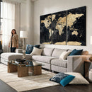 Framed Large World Map Wall Art Canvas Print for Living Room