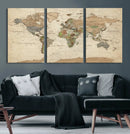 Framed World Map Wall Art for Home and Office Decor