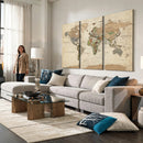 Framed World Map Wall Art for Home and Office Decor