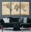 Framed World Map Wall Art for Home and Office Decor