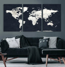 Black World Map Wall Art Canvas Print for Home Office and by MyGreatCanvas | Canvas Wall Art Prints | Photo Prints & Wall Decor