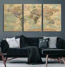 Vintage World Map Wall Art | Ready to Hang and Framed by MyGreatCanvas | Canvas Wall Art Prints | Photo Prints & Wall Decor