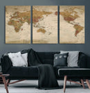 Vintage Detailed World Map Wall Art Canvas Print – Antique by MyGreatCanvas | Canvas Wall Art Prints | Photo Prints & Wall Decor