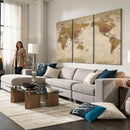 Vintage Detailed World Map Wall Art Canvas Print – Antique