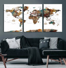 Watercolor World Map Canvas Print – Detailed Map of the