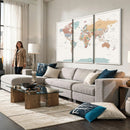 Pastel Colors World Map Wall Art Canvas Print