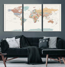 Pastel Colors World Map Wall Art Canvas Print by MyGreatCanvas | Canvas Wall Art Prints | Photo Prints & Wall Decor