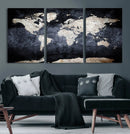 Vintage World Map Canvas Wall Art – Antique Triptych Map