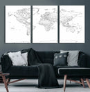 World Map Canvas Print – Framed Modern Detailed Map of the by MyGreatCanvas | Canvas Wall Art Prints | Photo Prints & Wall Decor