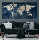 Large Blue World Map Wall Art Canvas Print for Home Office by MyGreatCanvas | Canvas Wall Art Prints | Photo Prints & Wall Decor
