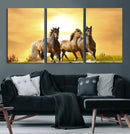 Wild Horses Wall Art Canvas Print – Framed Galloping Herd