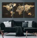 Framed World Map with Pin Canvas Print – Detailed World Map by MyGreatCanvas | Canvas Wall Art Prints | Photo Prints & Wall Decor