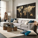 Framed World Map with Pin Canvas Print – Detailed World Map
